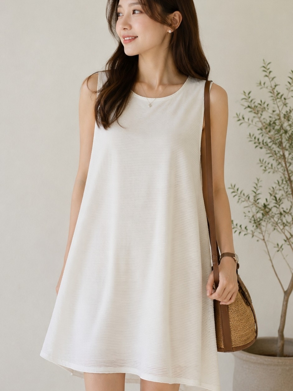 Tiana B. Cream Sleeveless A-Line Mini Dress